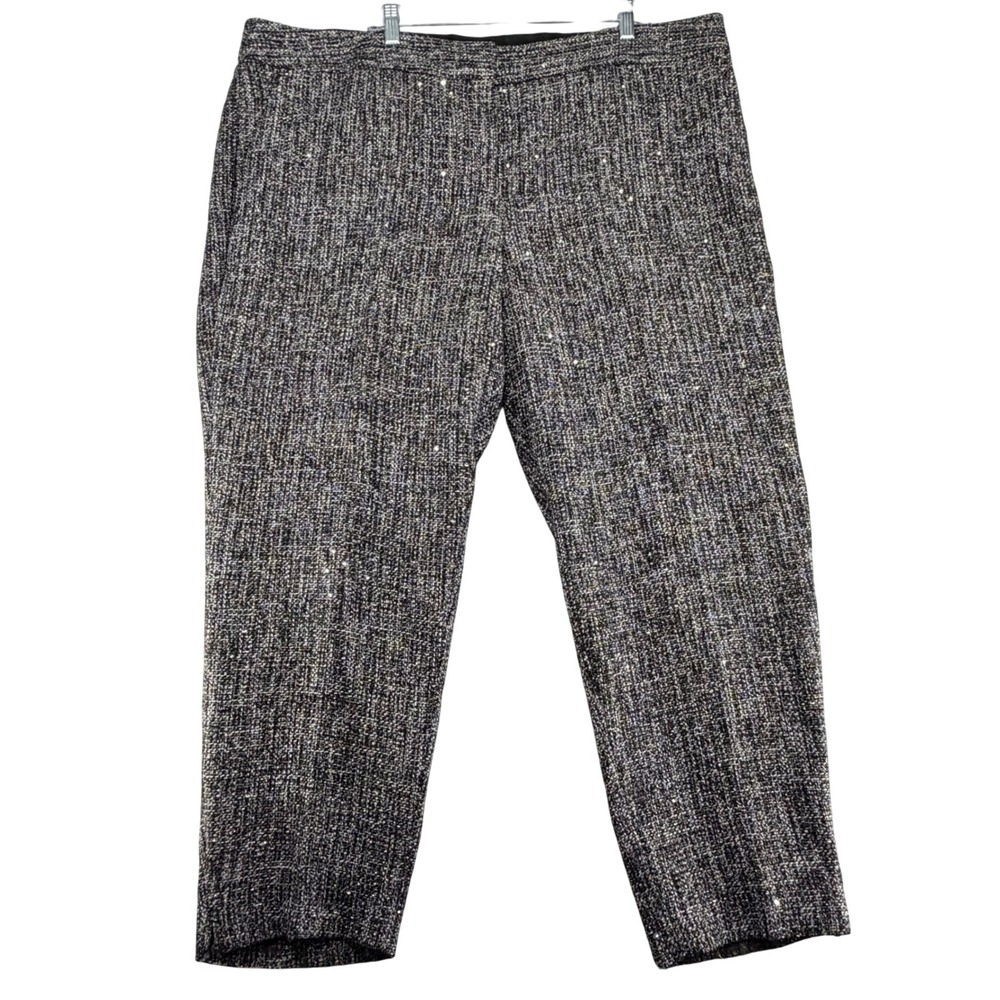 Talbots Hampshire Ankle Pant Women Plus 22W Black Metallic Tweed Business Wear